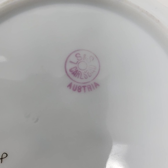 Antique Victoria LS&S Carlsbad Austria Flow Blue Bowl Ramekin and Saucer Set - Picture 5 of 12